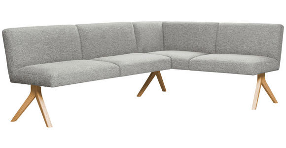 ECKBANK 218/172 cm Webstoff Hellgrau Eiche vollmassiv   - Eichefarben/Hellgrau, KONVENTIONELL, Holz/Textil (218/172cm) - Linea Natura