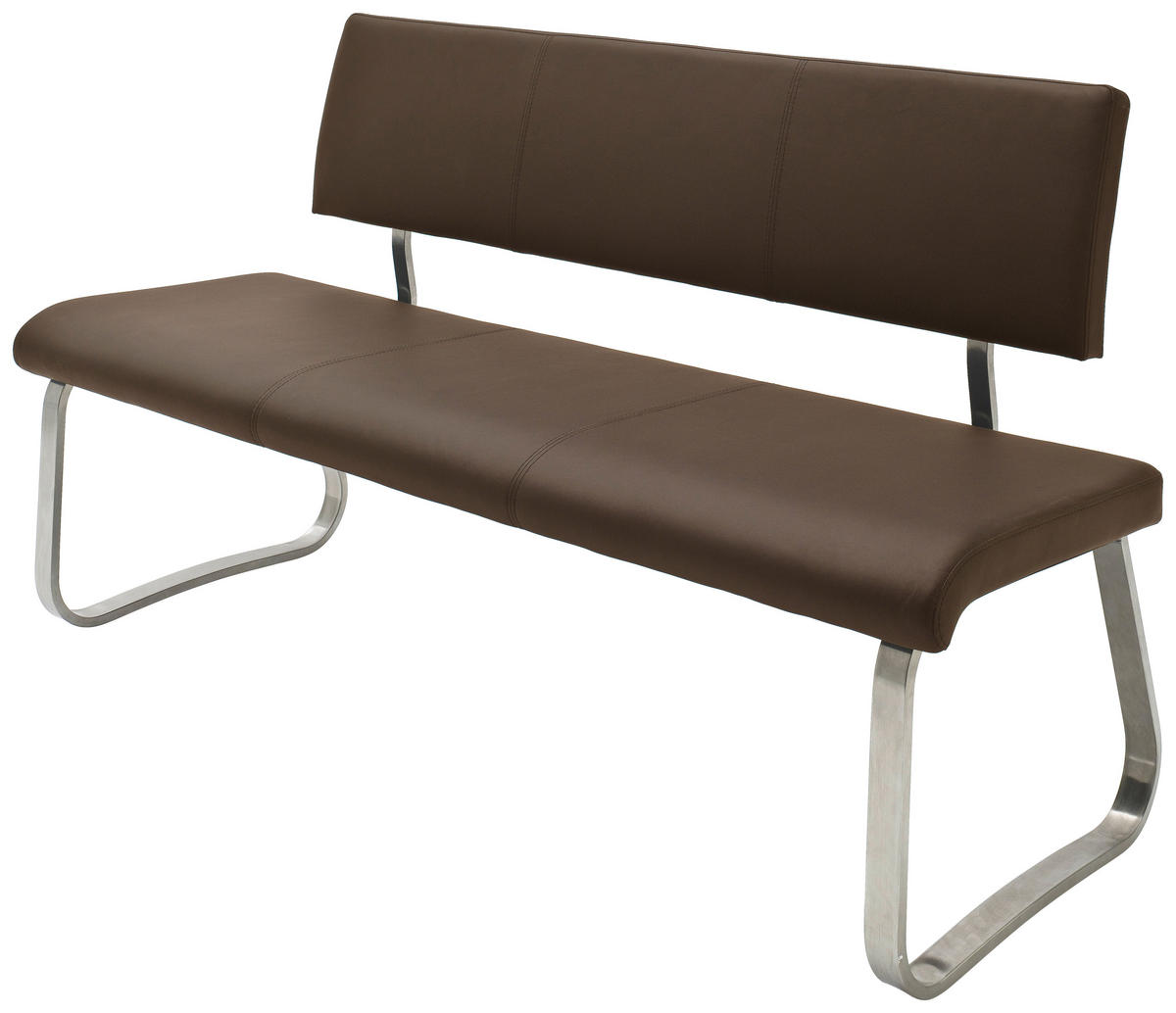 SITZBANK in Metall, Kunststoff Braun, Edelstahlfarben  - Edelstahlfarben/Braun, Design, Kunststoff/Metall (175/86/59cm) - Livetastic