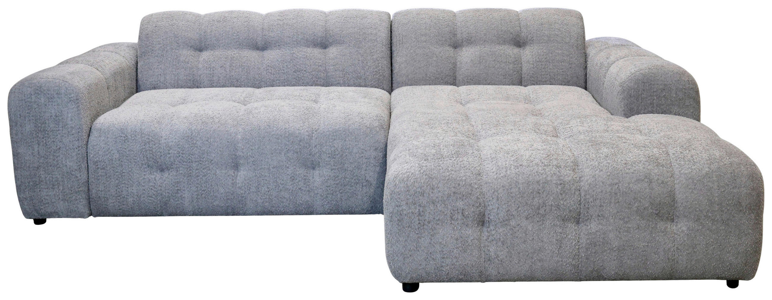 ECKSOFA RUNO Grau Bouclé  - Schwarz/Grau, Design, Kunststoff/Textil (270/175cm) - MID.YOU