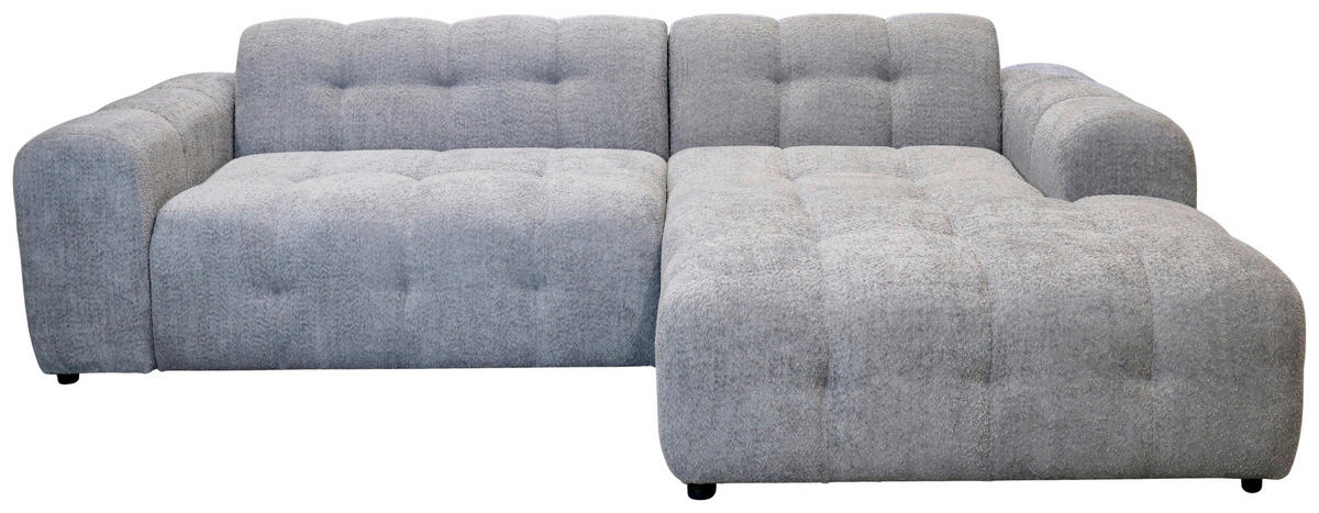 ECKSOFA RUNO Grau Bouclé  - Schwarz/Grau, Design, Kunststoff/Textil (270/175cm) - MID.YOU