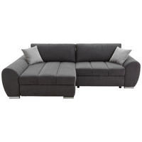 ECKSOFA Flachgewebe Dunkelgrau  - Chromfarben/Dunkelgrau, Konventionell, Textil/Metall (175/270cm) - MID.YOU