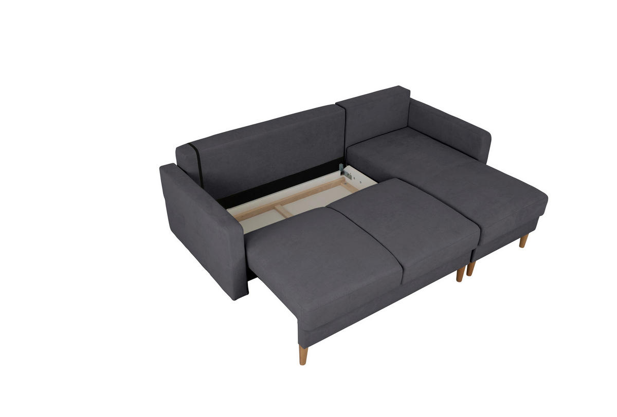 ECKSOFA in Dunkelgrau  - Dunkelgrau/Buchefarben, Design, Holz/Textil (223/157cm) - MID.YOU