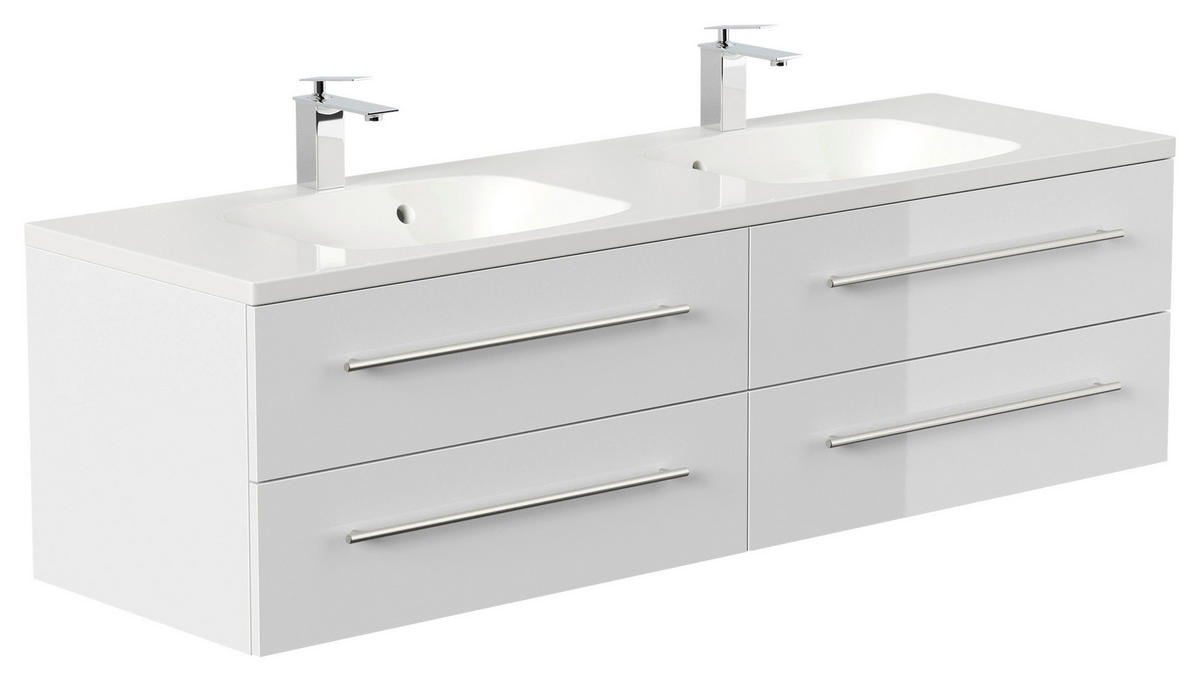 WASCHTISCHKOMBI 160 cm  - Weiß Hochglanz/Weiß, Basics, Holzwerkstoff/Stein (160cm) - MID.YOU