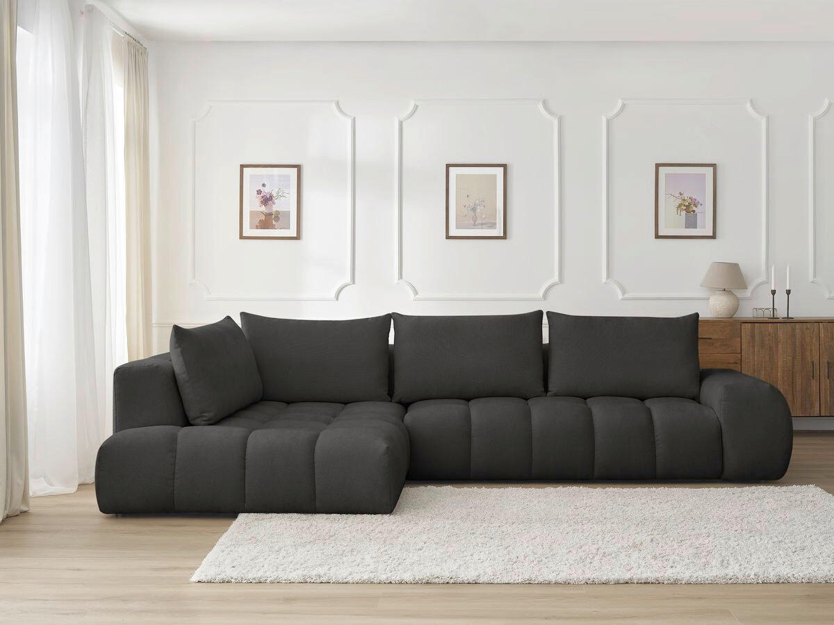 ECKSOFA Ottomane links  EVEREST Schwarz Struktur  - Schwarz, MODERN, Kunststoff/Textil (210/352cm) - Livetastic