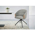 ARMLEHNSTUHL  Sitzfläche 360° drehbar, automatische Rückholfunktion Leinenoptik  - Schwarz/Grau, Design, Holz/Textil (61/84/62cm) - Valnatura