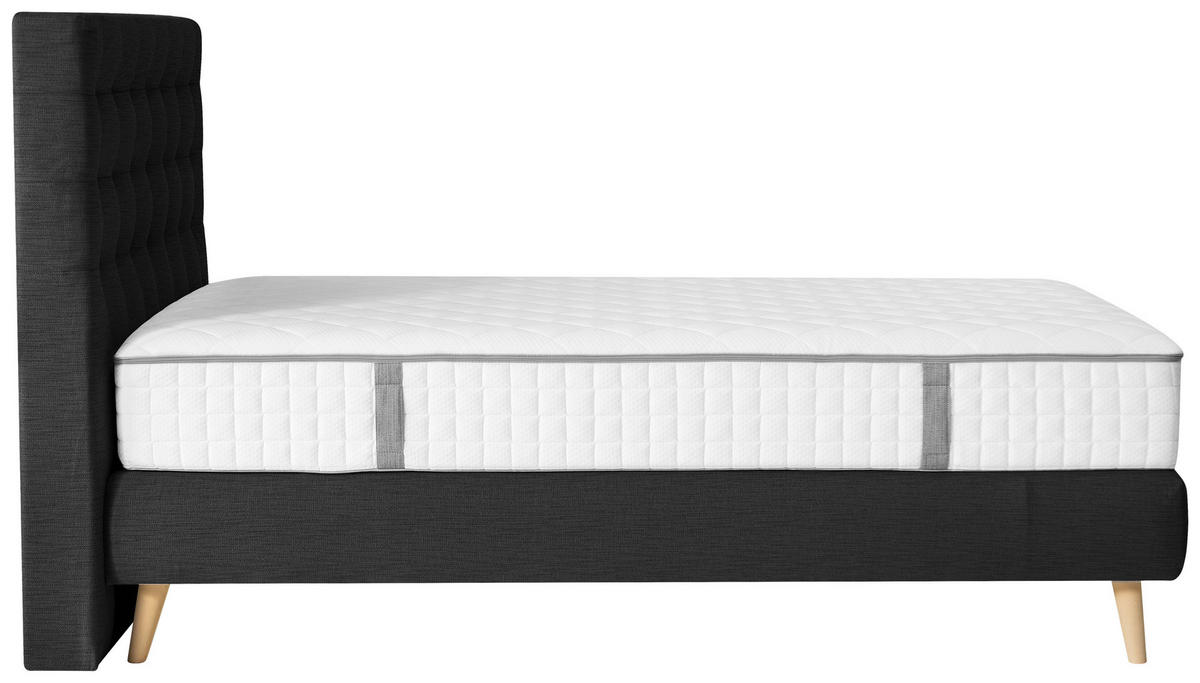 BOXSPRINGBETT 140/200 cm  in Dunkelgrau  - Dunkelgrau, Design, Holz/Textil (140/200cm) - Welnova
