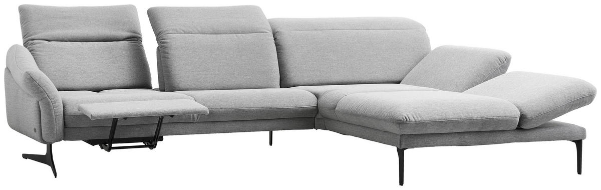 ECKSOFA in Webstoff Hellgrau  - Anthrazit/Hellgrau, Design, Textil/Metall (299/203cm) - Himolla
