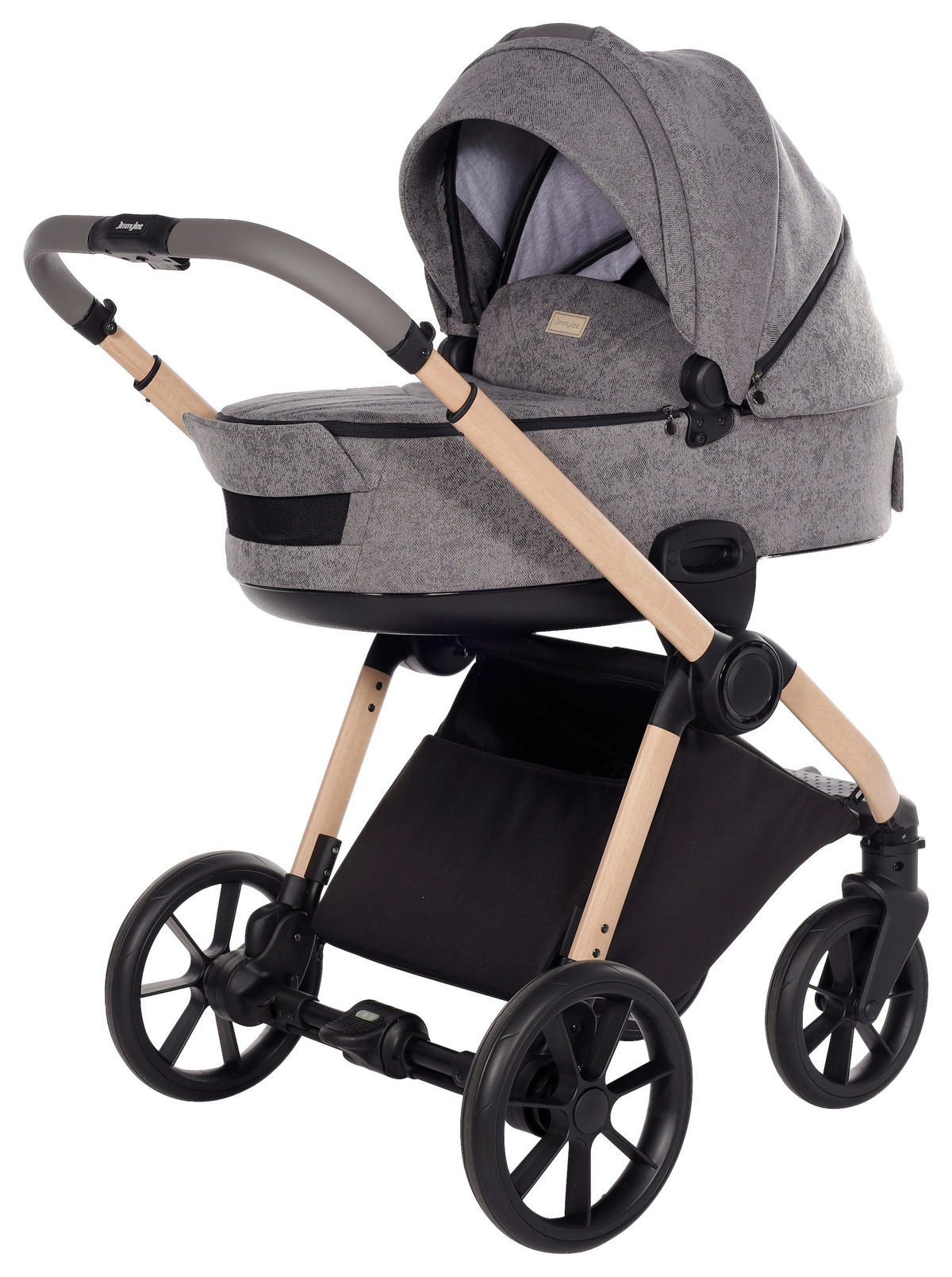 KINDERWAGENSET  Facetty  Poppy Mousse  - Beige/Grau, Design, Textil/Metall (104,5/62/94cm) - Jimmylee