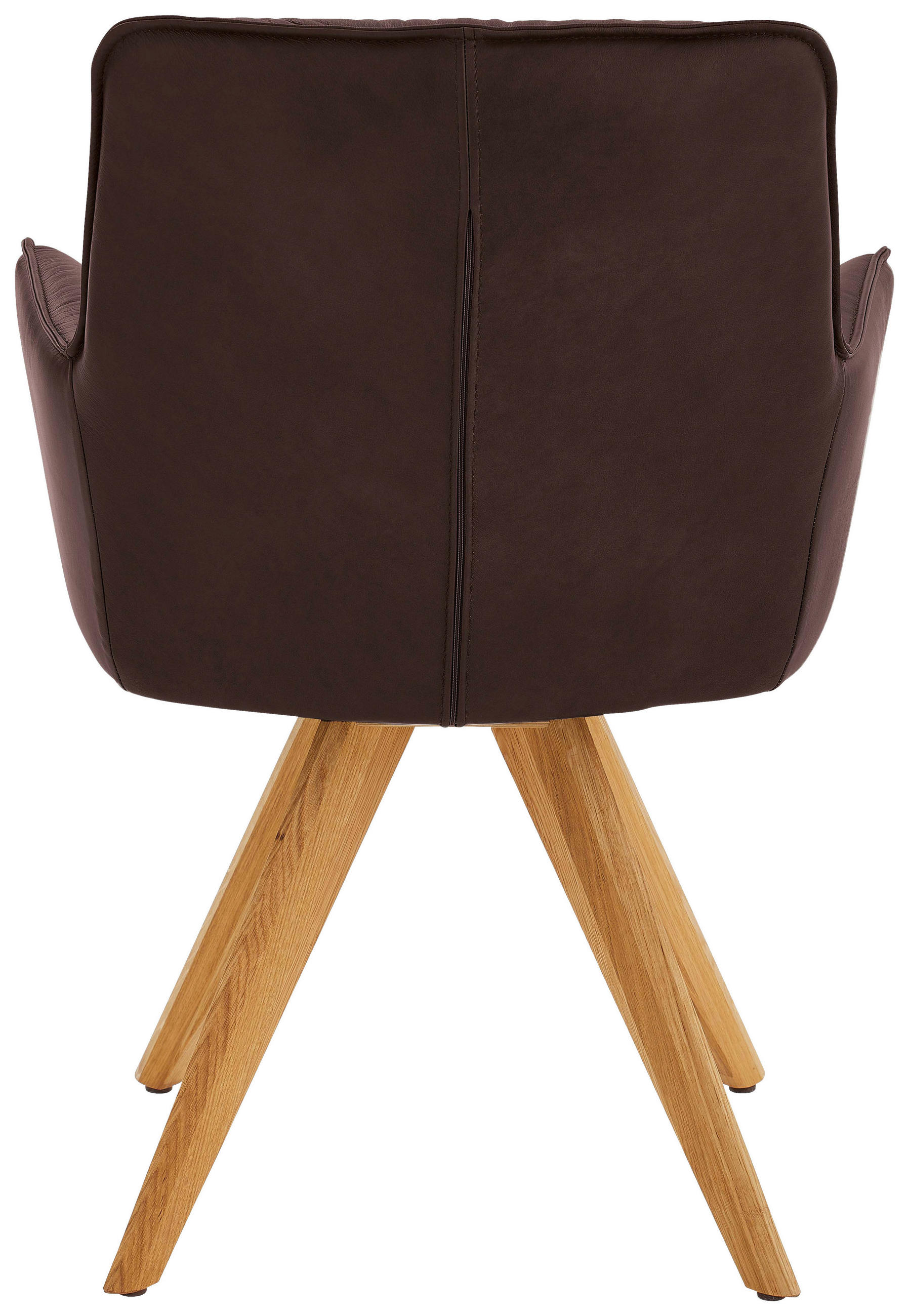 Thumbnail - Dieter Knoll Armlehnstuhl, Dunkelbraun, Holz, Leder, Echtleder, Rindleder, Wildeiche, massiv, Stativgestell, 59x89x63 cm...