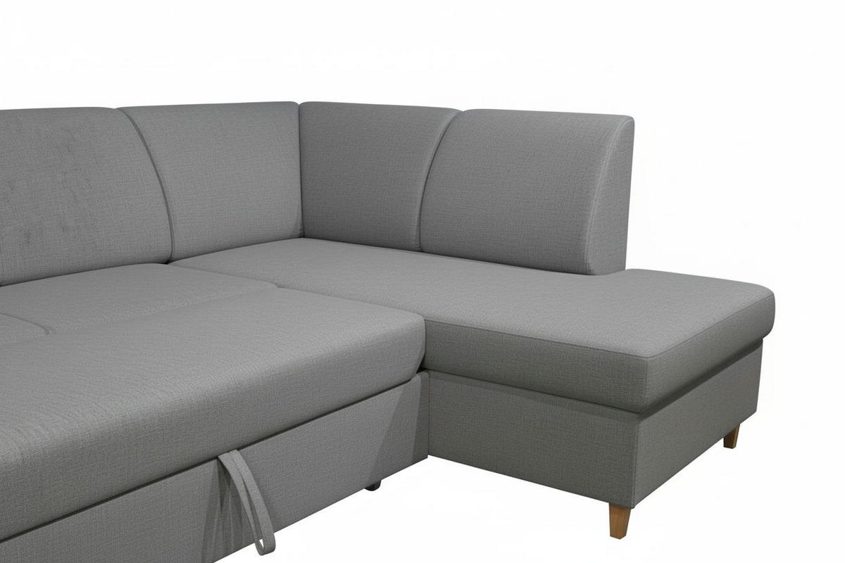 WOHNLANDSCHAFT NIKAS Grau Bouclé  - Buchefarben/Grau, Design, Holz/Textil (310/160/145cm) - MID.YOU