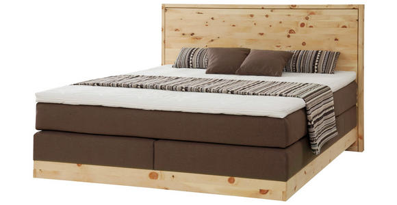 BOXSPRINGBETT 180/200 cm in Dunkelbraun, Zirbelkieferfarben - Dunkelbraun/Zirbelkieferfarben, Natur, Holz/Textil (180/200cm) - Valnatura