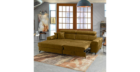 ECKSOFA in Velours Gelb, Grün  - Gelb/Schwarz, Design, Textil/Metall (181/267cm) - Carryhome