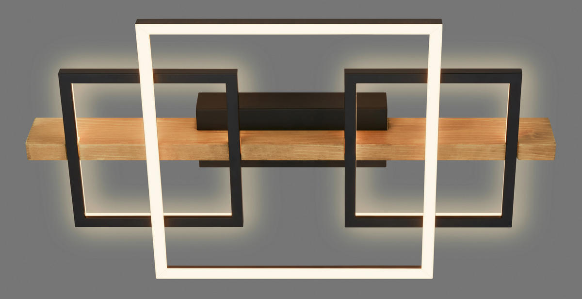LED-DECKENLEUCHTE 55/30/8 cm   - Eichefarben/Schwarz, Natur, Holz/Metall (55/30/8cm) - Briloner