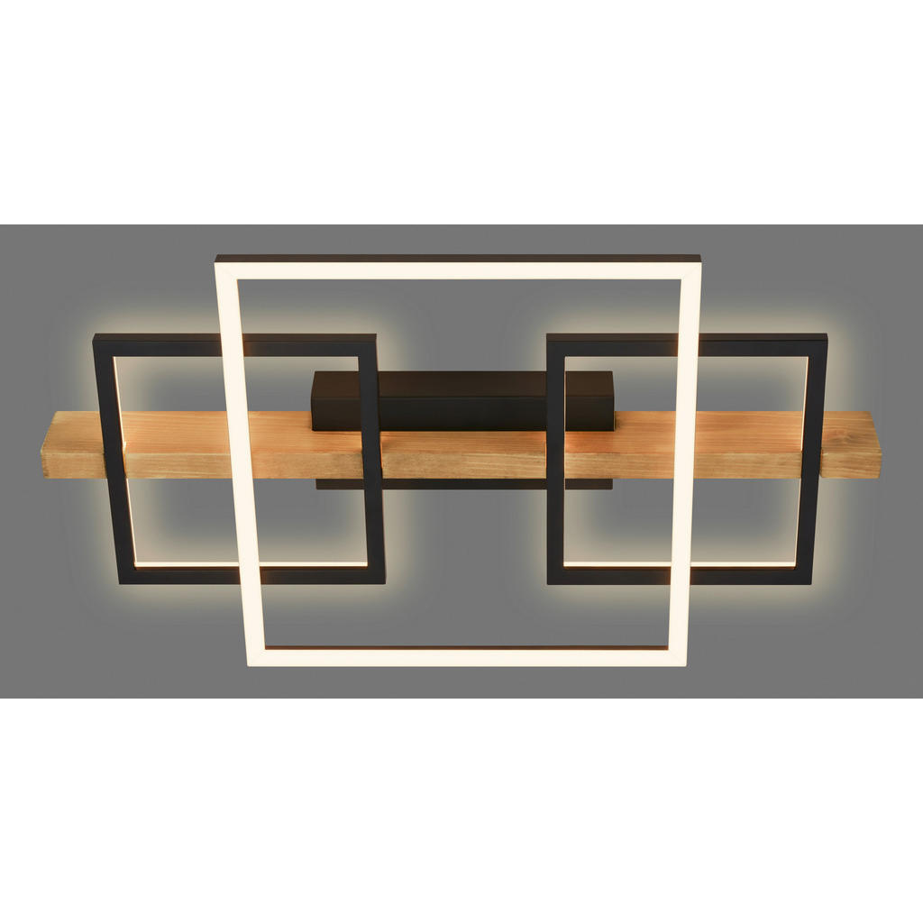 Thumbnail - Briloner Led-Deckenleuchte, Schwarz, Eiche, Holz, Metall, Kautschukholz, rechteckig,rechteckig, F, 30x8x55 cm, Lampen & ...