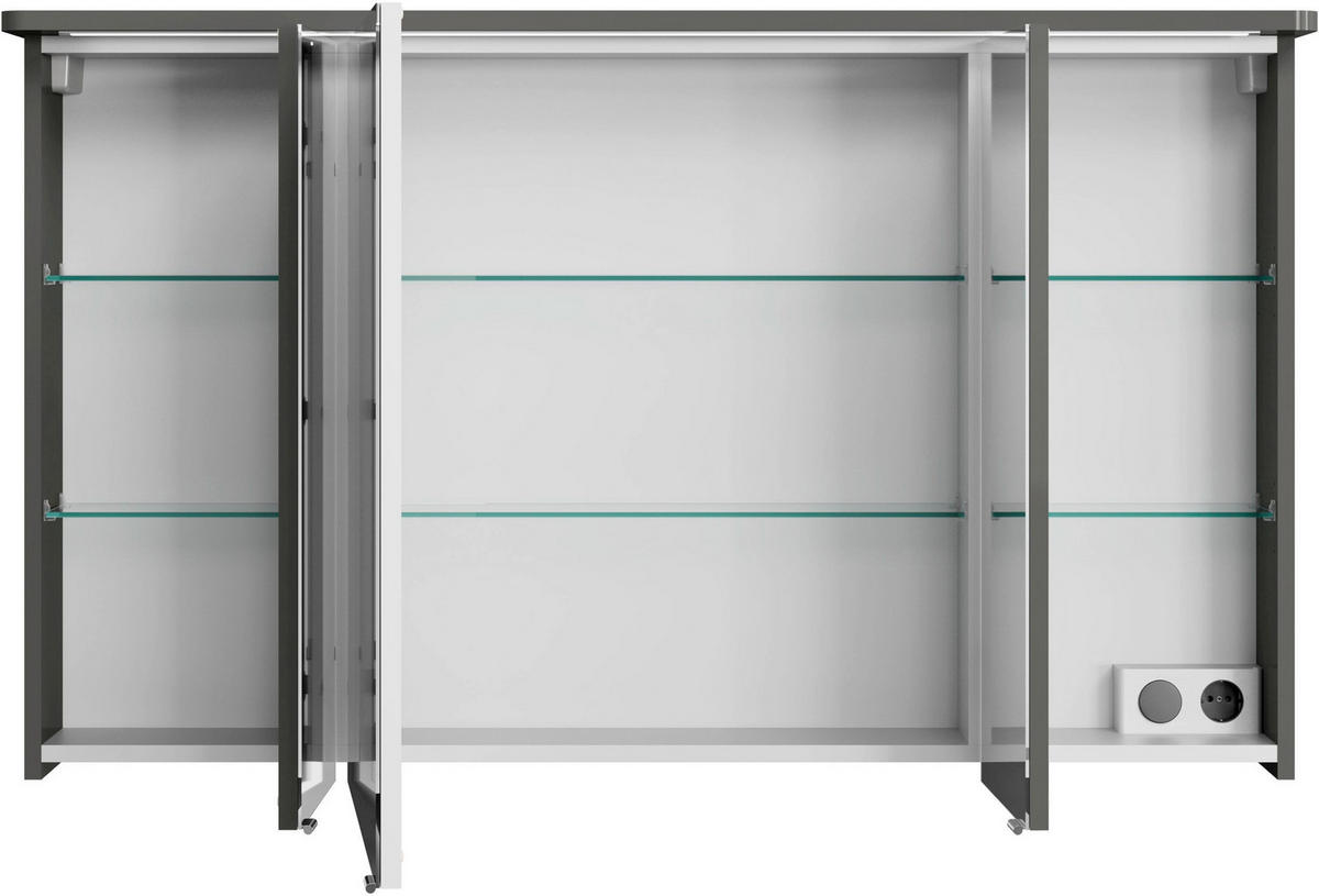 SPIEGELSCHRANK 120/72,2/17 cm  - Grau Hochglanz, Basics, Glas/Holzwerkstoff (120/72,2/17cm) - Sadena