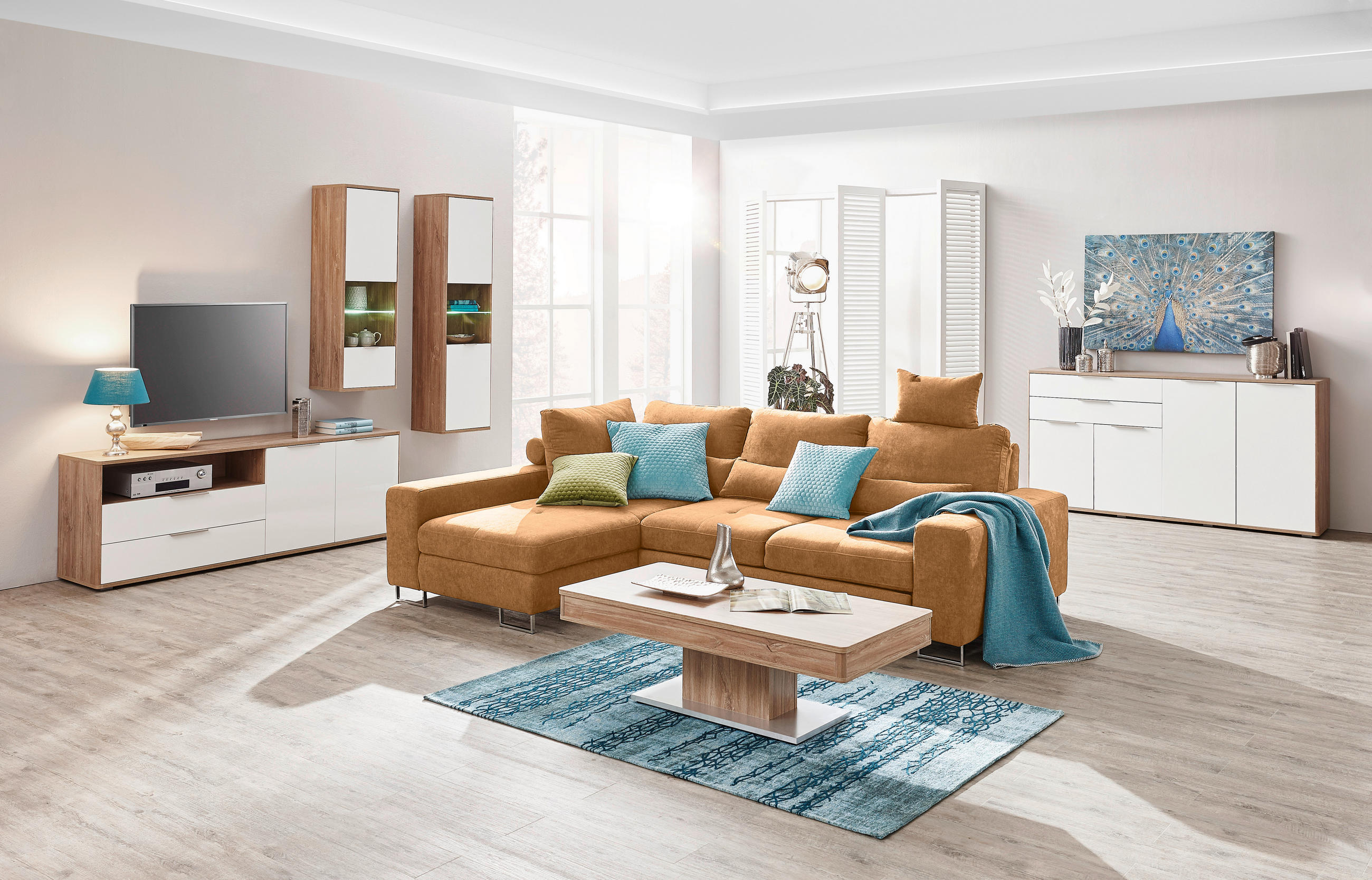 ECKSOFA Orange Flachgewebe  - Orange, Design, Textil/Metall (188/260cm) - Hom`in