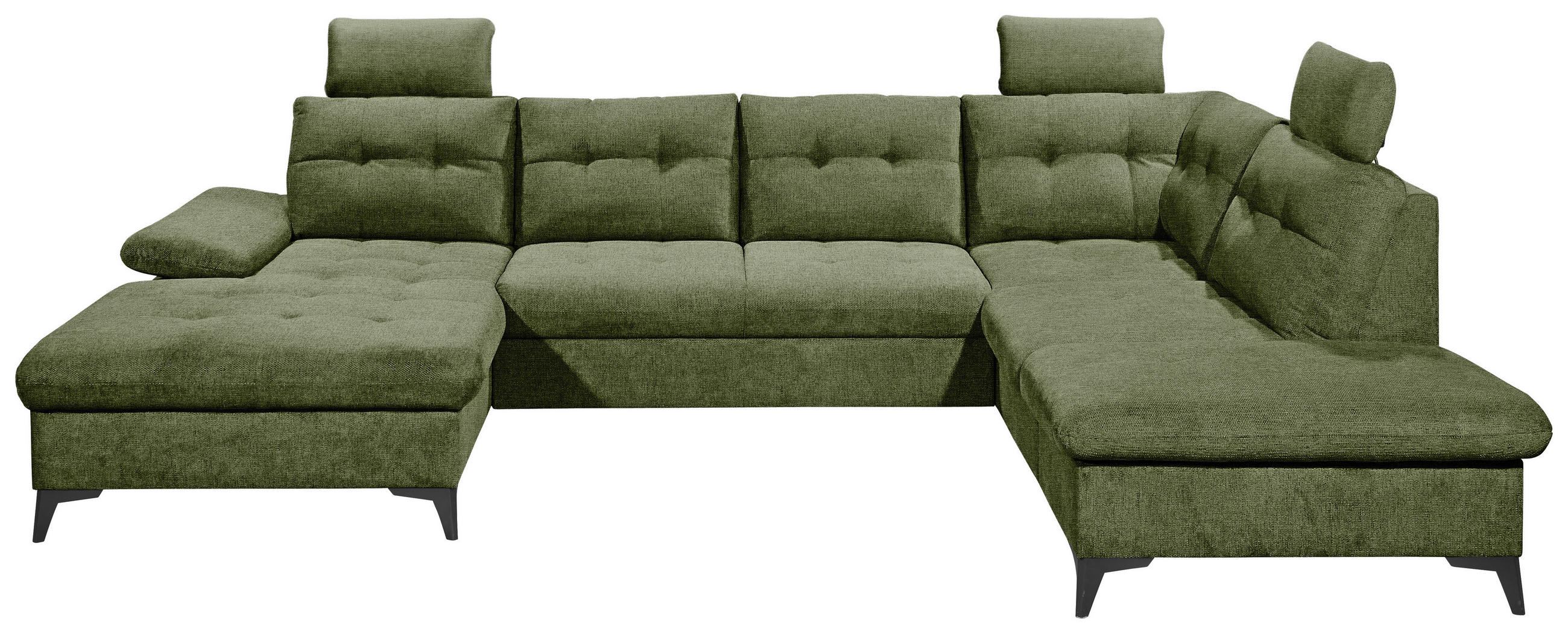 WOHNLANDSCHAFT Olivgrün Webstoff  - Schwarz/Olivgrün, KONVENTIONELL, Kunststoff/Textil (170/324/218cm) - Carryhome