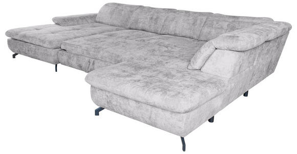 WOHNLANDSCHAFT  in Struktur Hellgrau  - Hellgrau/Schwarz, KONVENTIONELL, Textil/Metall (188/357/253cm) - Carryhome