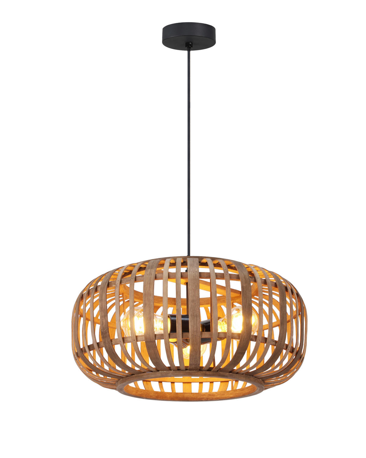 HÄNGELEUCHTE Vinkovci 40/120 cm  - Schwarz/Naturfarben, Design, Naturmaterialien/Metall (40/120cm) - Marama