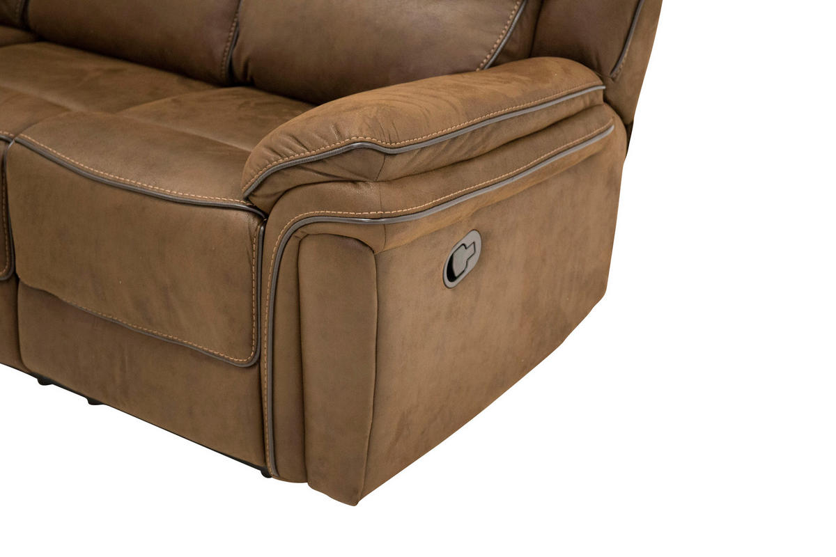 3-SITS SOFFA i läderimitation (vegan) brun, svart  - brun/svart, Design, textil/plast (206/96/98cm) - Livetastic