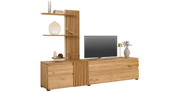 WOHNWAND  in Eichefarben  248,8/175,3/44 cm  - Eichefarben/Schwarz, Natur, Holz (248,8/175,3/44cm) - Linea Natura