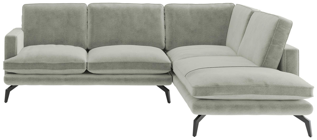 ECKSOFA in Flachgewebe Hellgrau  250/202 cm  - Hellbraun/Hellgrau, Design, Textil/Metall (250/202cm) - Livetastic