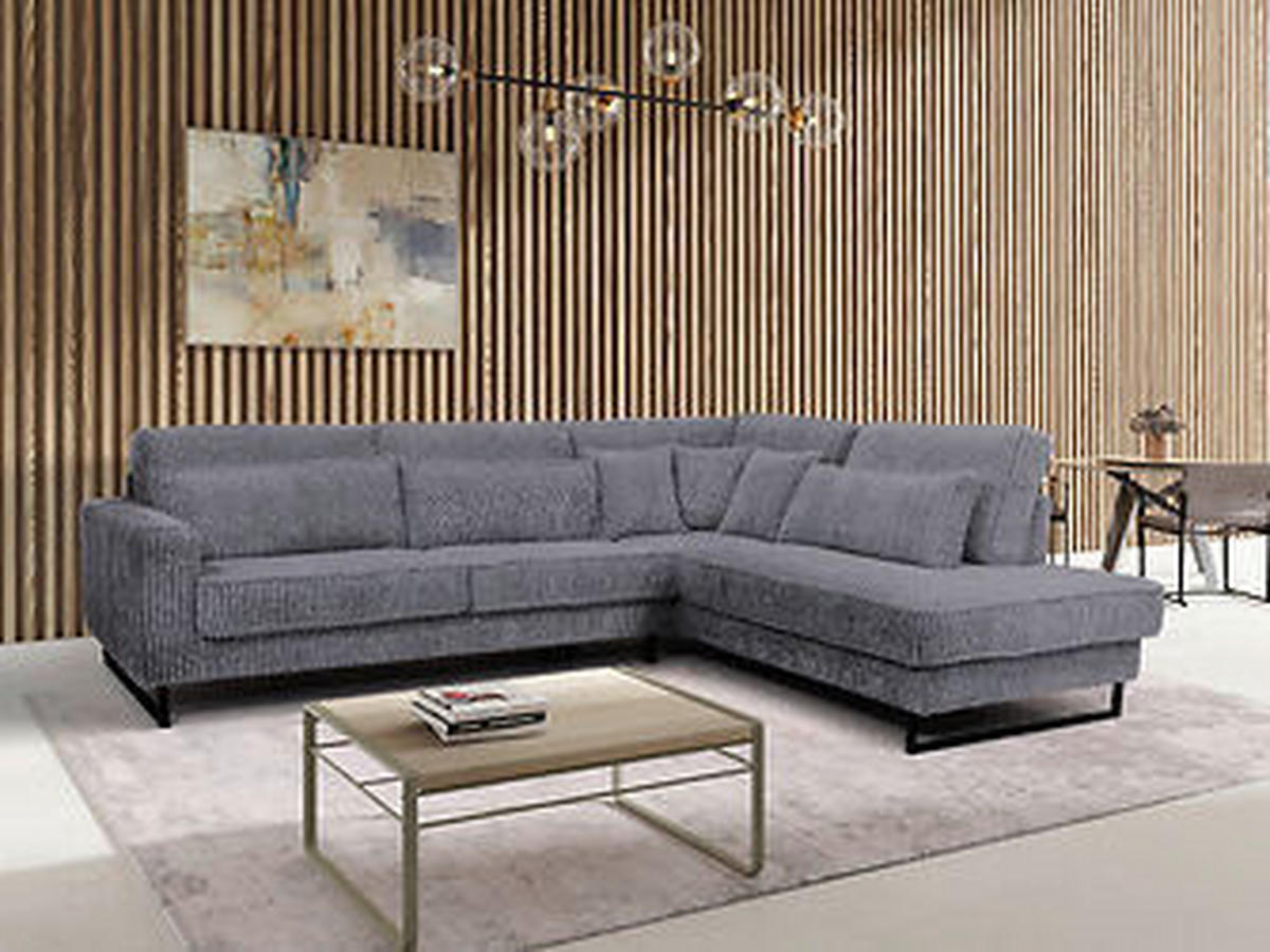 ECKSOFA ICON in Cord Dunkelgrau  284/253 cm  - Dunkelgrau/Schwarz, KONVENTIONELL, Holzwerkstoff/Textil (284/253cm) - Livetastic