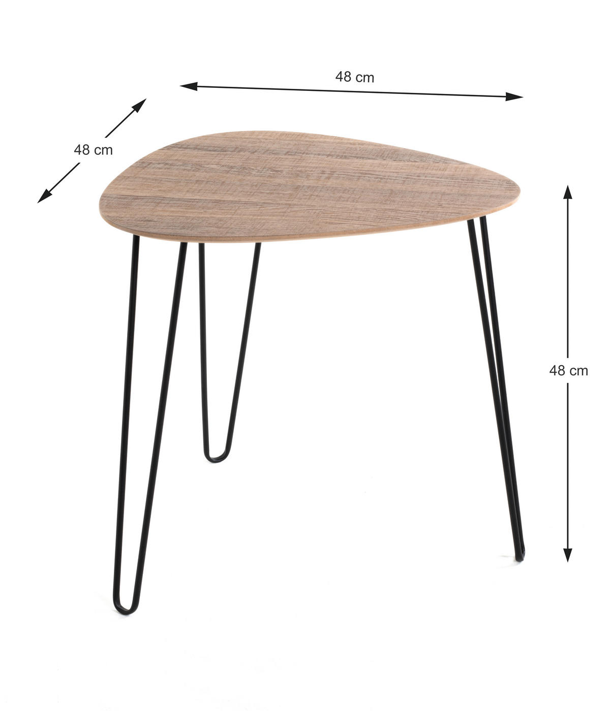 MIZICA, 48/48/48 cm črna, barve hrasta  - črna/barve hrasta, Moderno, kovina/leseni material (48/48/48cm) - Carryhome