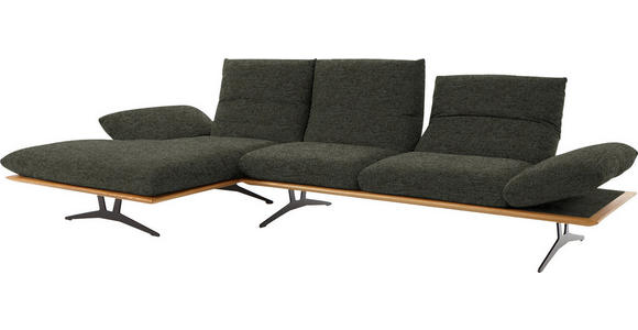 ECKSOFA in Flachgewebe Graubraun 159/314 cm - Graubraun/Schwarz, Design, Holz/Textil (159/314cm) - Dieter Knoll