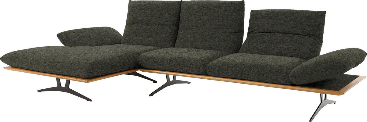ECKSOFA in Flachgewebe Graubraun  159/314 cm  - Graubraun/Schwarz, Design, Holz/Textil (159/314cm) - Dieter Knoll
