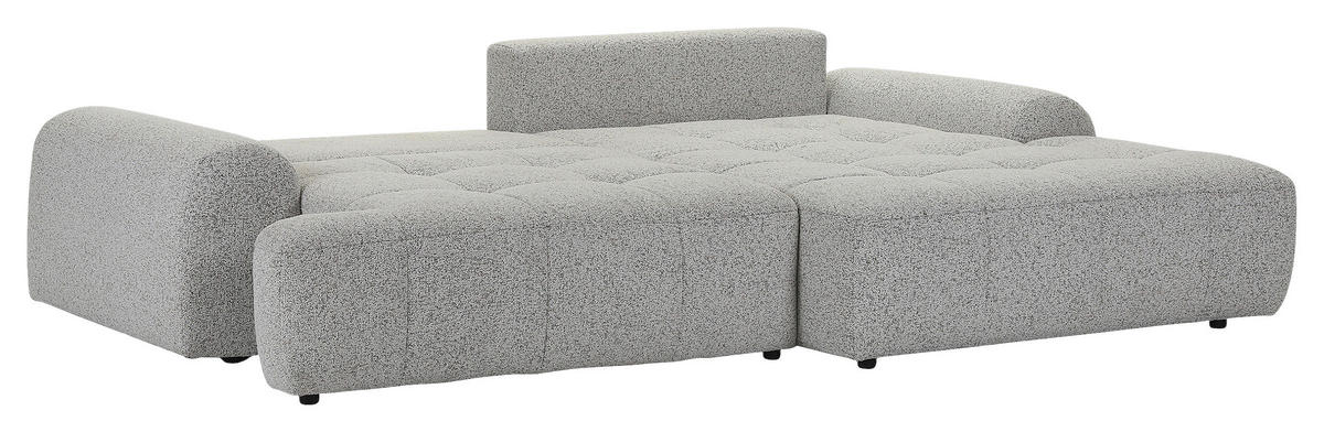 Ecksofa mit Funktion Greige Flachgewebe Zierkissen, Rückenkissen, Bettkasten, Schlaffunktion, Rücken echt, Liegefläche im Originalstoff  - Greige/Schwarz, KONVENTIONELL, Kunststoff/Textil (277/190cm) - Carryhome