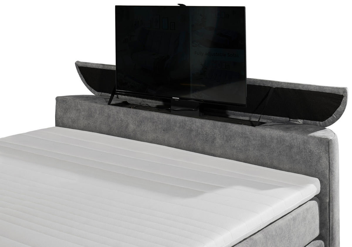 BOXSPRING KREVET    180/200 cm  - siva, Moderno, drvni materijal/tekstil (180/200cm) - MID.YOU