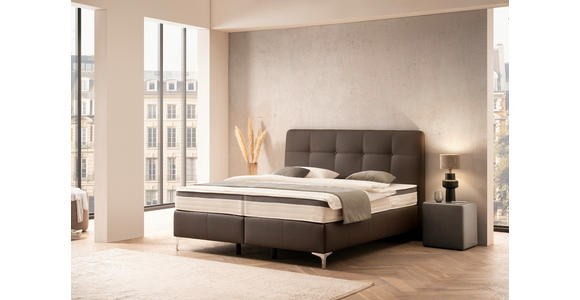 BOXSPRINGBETT 180/200 cm in Braun - Chromfarben/Braun, Basics, Leder/Holz (180/200cm) - Novel