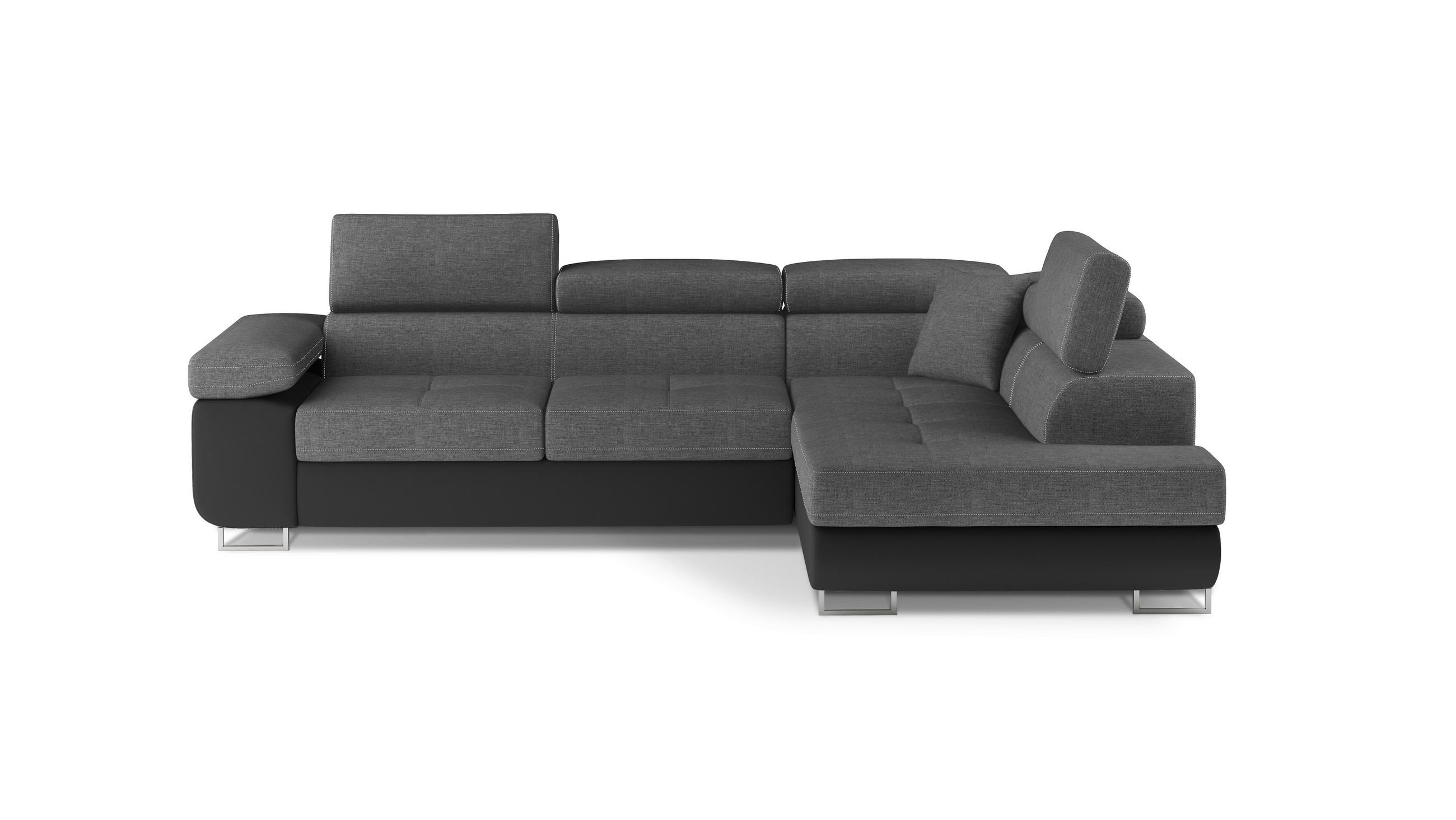 ECKSOFA Grau, Schwarz Textilgeflecht  - Chromfarben/Schwarz, Design, Textil/Metall (272/203cm) - MID.YOU