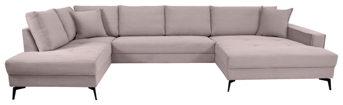 WOHNLANDSCHAFT ZERO Rosa Cord  - Schwarz/Rosa, Trend, Textil/Metall (195/362/173cm) - Livetastic