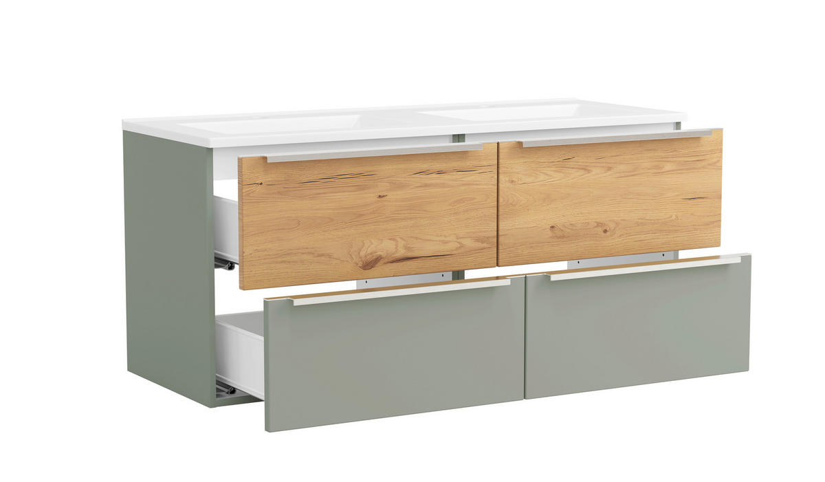 BADEZIMMER  in 120 cm  - Schilfgrün/Wildeiche, Trend, Glas/Holzwerkstoff (120cm) - Held