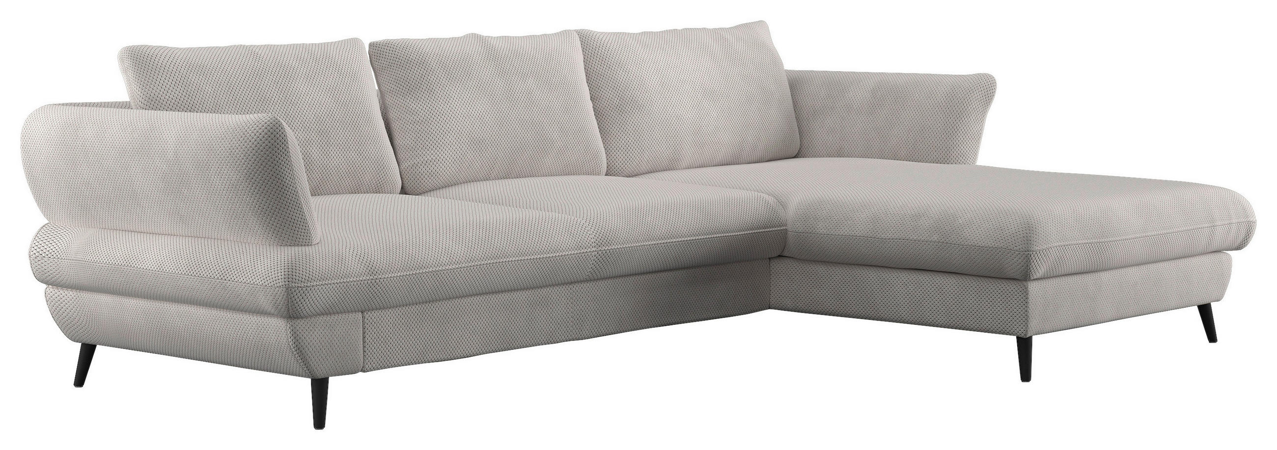 ECKSOFA Naturfarben Velours Bettkasten, Schlaffunktion, Stauraum  - Schwarz/Naturfarben, Design, Textil/Metall (281/181cm) - Livetastic