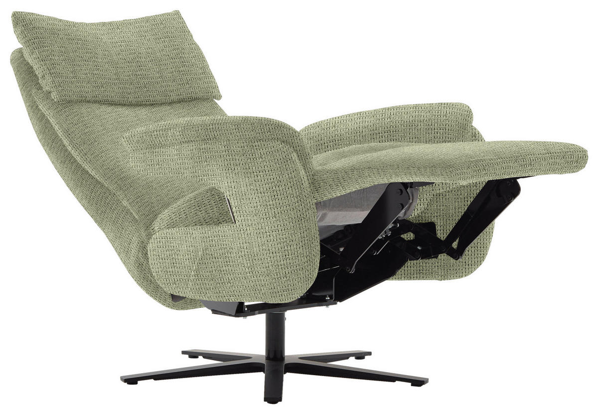 FERNSEHSESSEL in Struktur Grün  - Schwarz/Grün, Modern, Textil/Metall (73/113-117/85cm) - Cantus