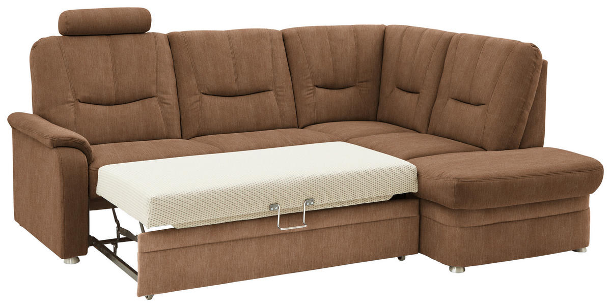 ECKSOFA Chenille Rostfarben  - Rostfarben/Schwarz, Konventionell, Kunststoff/Textil (235/185cm) - Beldomo Comfort