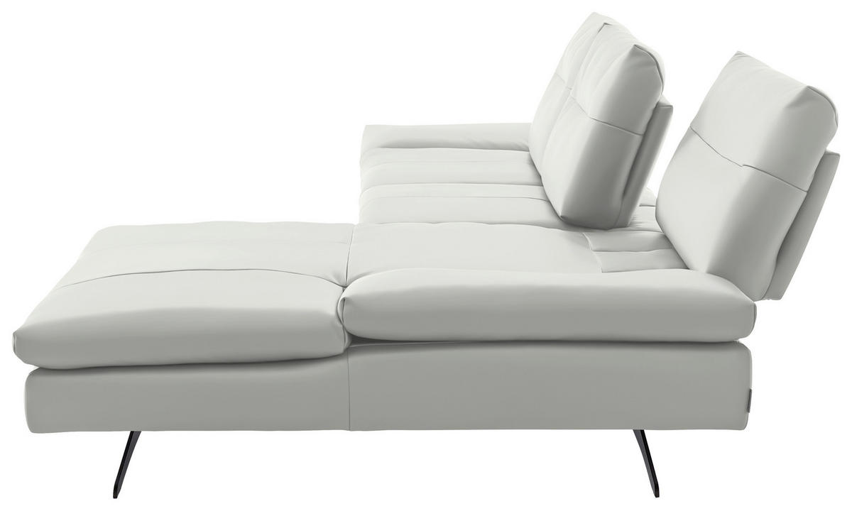 ECKSOFA in Echtleder Creme  342/158 cm  - Creme/Schwarz, MODERN, Leder/Metall (342/158cm) - Chilliano