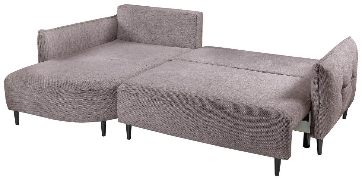 ECKSOFA Taupe Struktur  - Taupe/Schwarz, Design, Holz/Textil (165/244cm) - MID.YOU