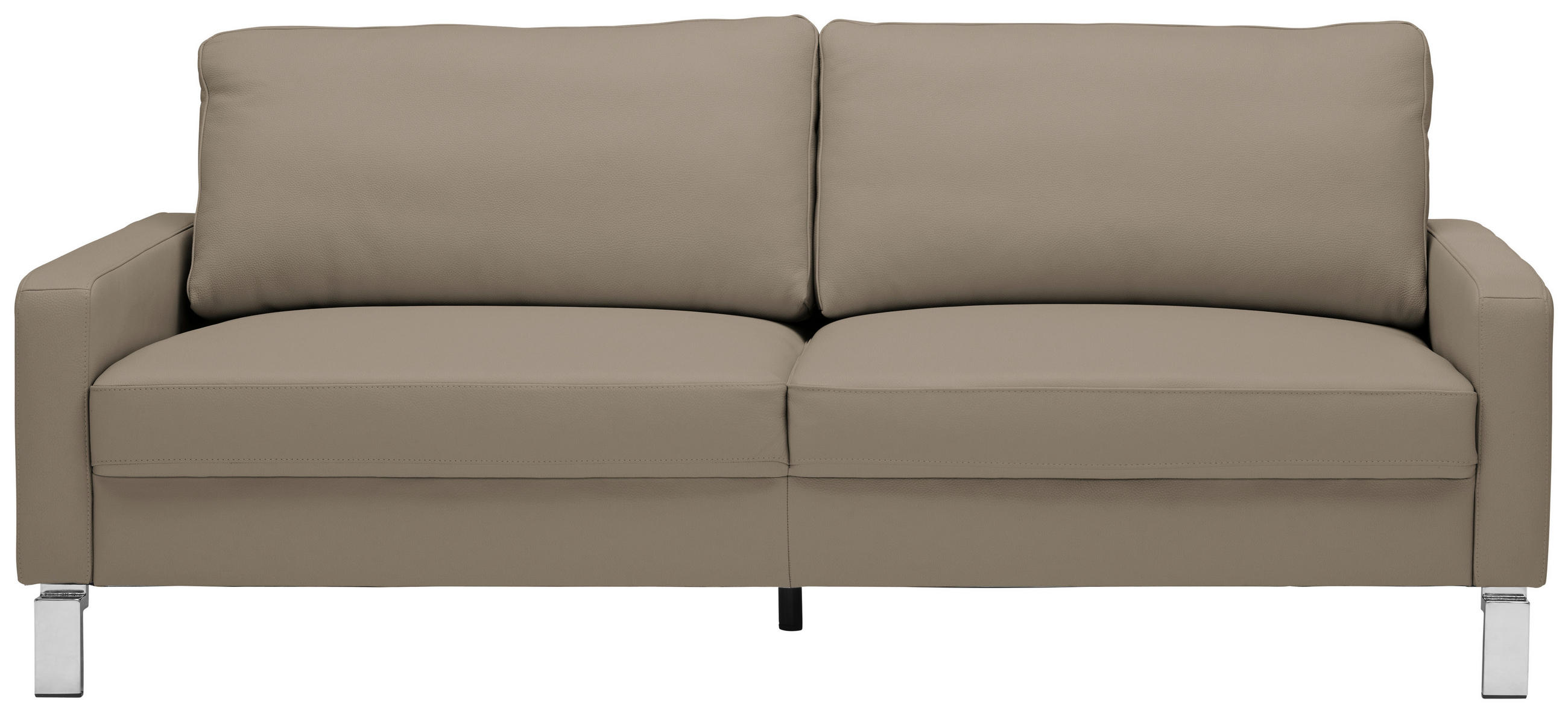 3-SITZER-SOFA in Echtleder Taupe  - Taupe/Chromfarben, Design, Leder/Metall (204/81/97cm) - Pure Home Lifestyle