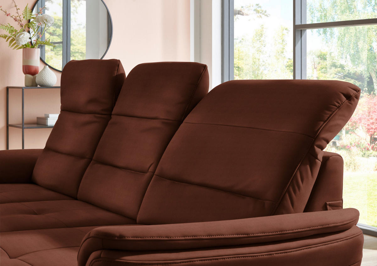 ECKSOFA in Flachgewebe Braun  - Schwarz/Braun, Konventionell, Textil/Metall (260/181cm) - Beldomo Speed