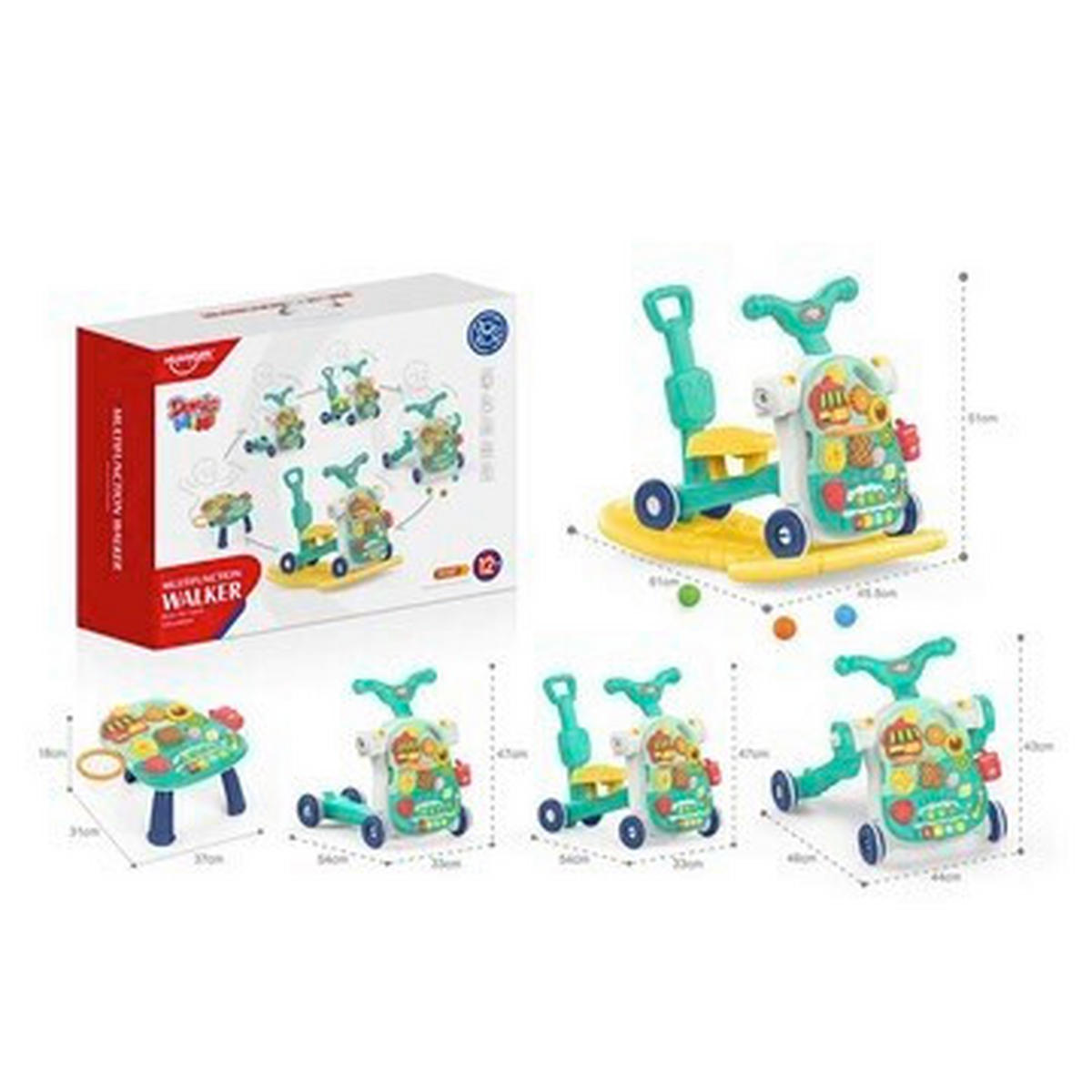 VOZIČEK ZA UČENJE HOJE - večbarvno/smaragdno zelena, Basics, umetna masa (62/47/15cm)