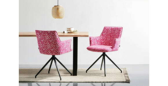 ARMLEHNSTUHL  Stoffauswahl, Sitzfläche 360° drehbar, automatische Rückholfunktion Jacquard  - Pink/Schwarz, Design, Textil/Metall (59/89,5/63cm) - Novel