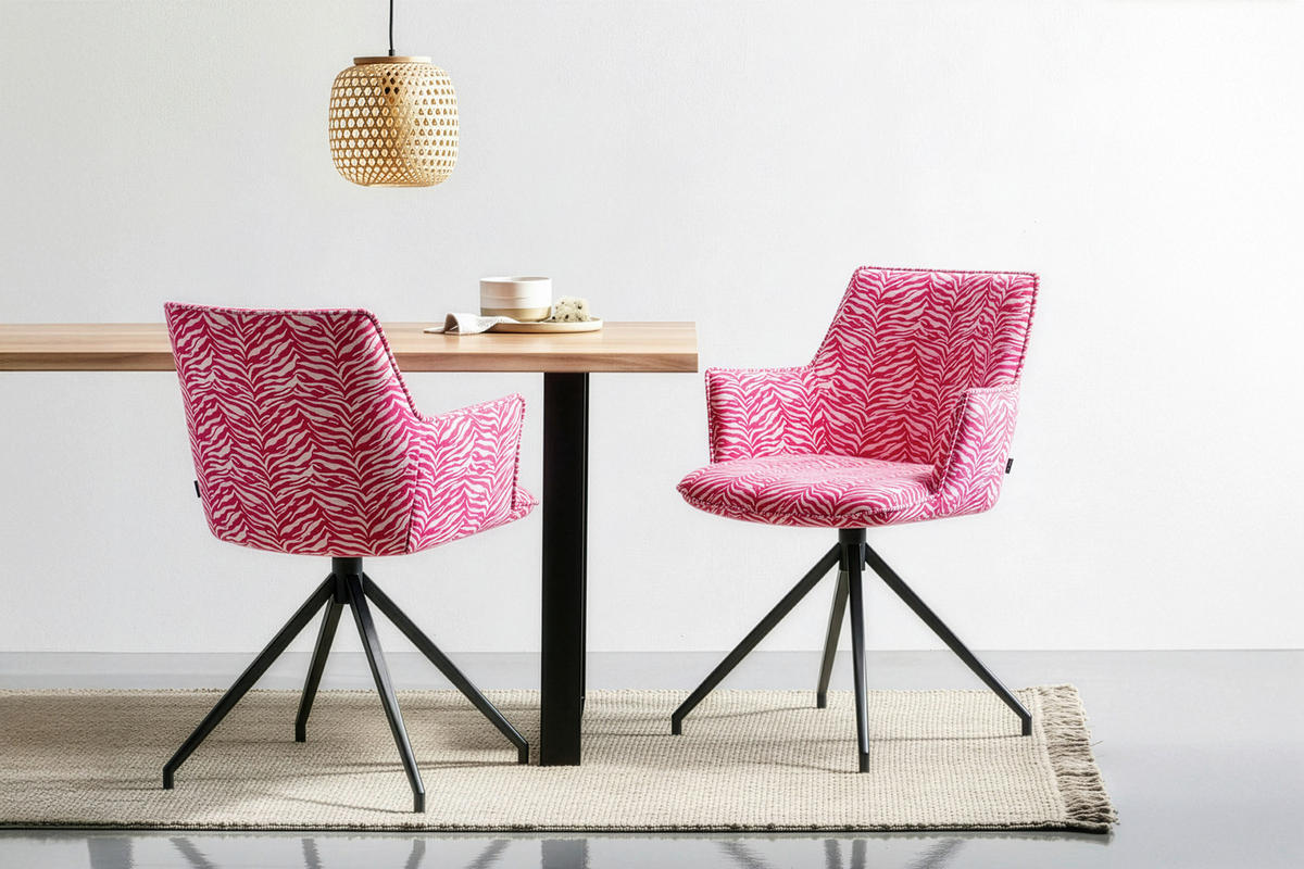 ARMLEHNSTUHL  in Eisen Jacquard  - Pink/Schwarz, Design, Textil/Metall (59/89,5/63cm) - Novel