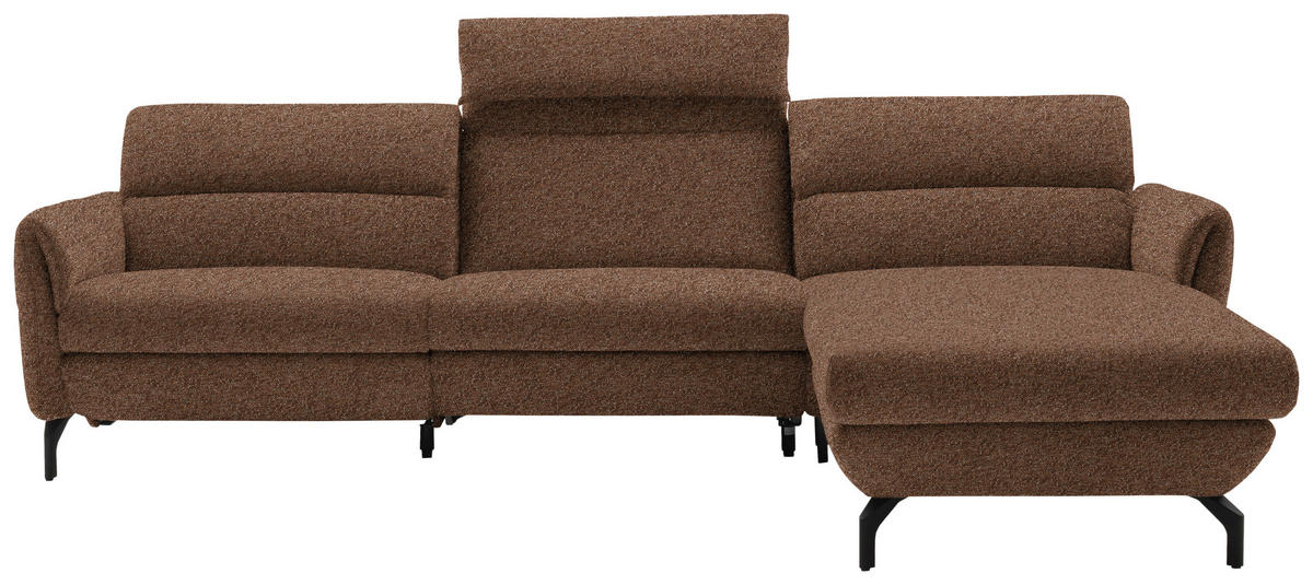 ECKSOFA in Chenille Kupferfarben  299/187 cm  - Schwarz/Kupferfarben, Design, Textil/Metall (299/187cm) - Schöner Wohnen