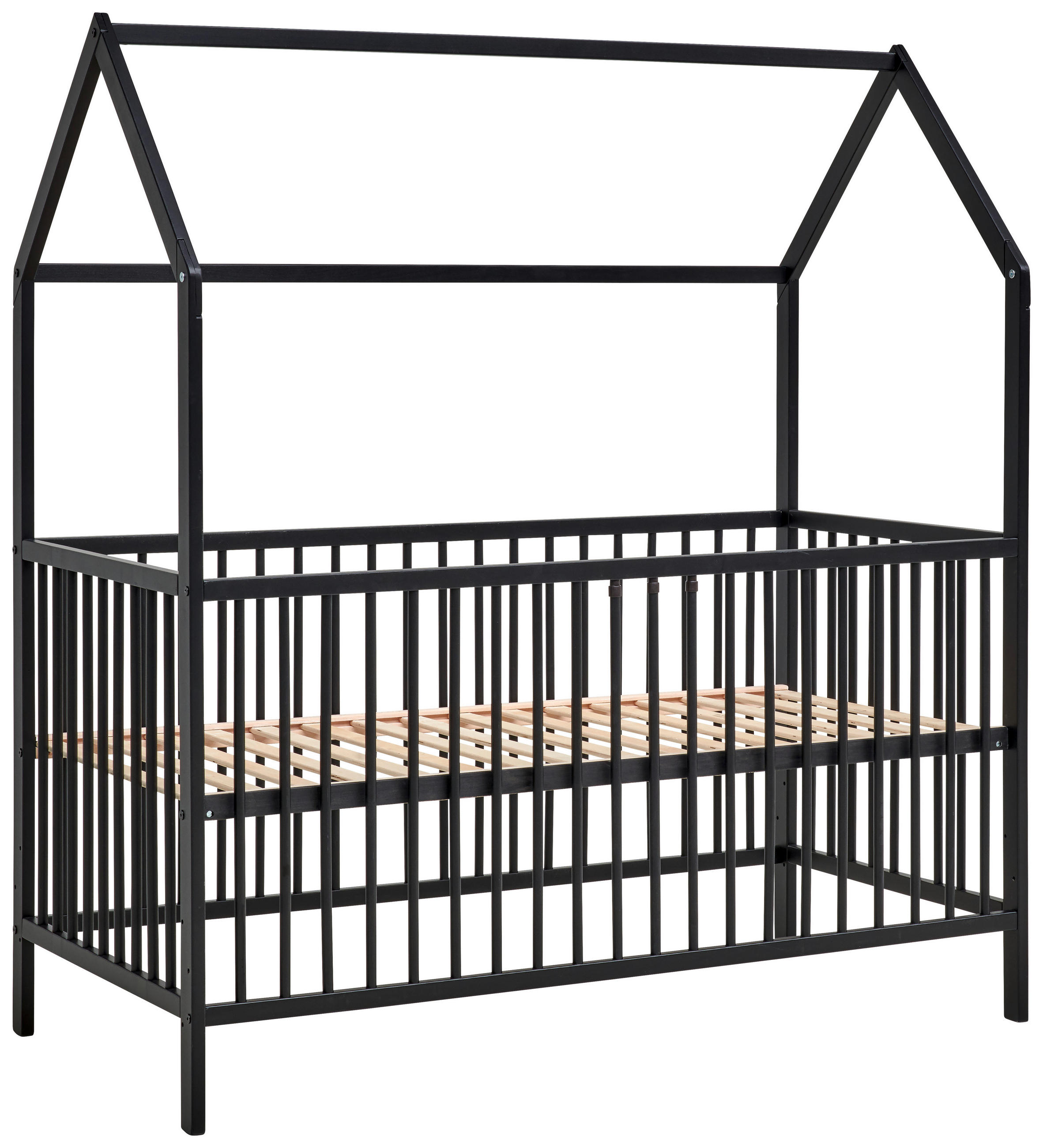 GITTERBETT EMMA  144/75/161 cm   - Schwarz, Trend, Holz (144/75/161cm) - My Baby Lou