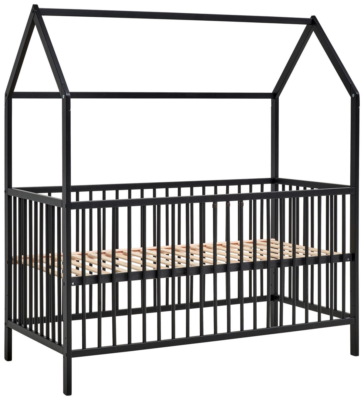 GITTERBETT EMMA  144/75/161 cm   - Schwarz, Trend, Holz (144/75/161cm) - My Baby Lou