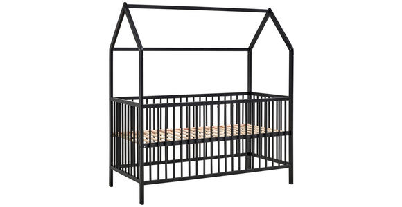 GITTERBETT EMMA  144/75/161 cm   - Schwarz, Trend, Holz (144/75/161cm) - My Baby Lou